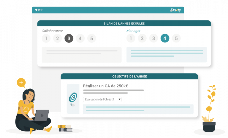 illustration de la réalisation d'entretien d'évaluation avec le logiciel skeely