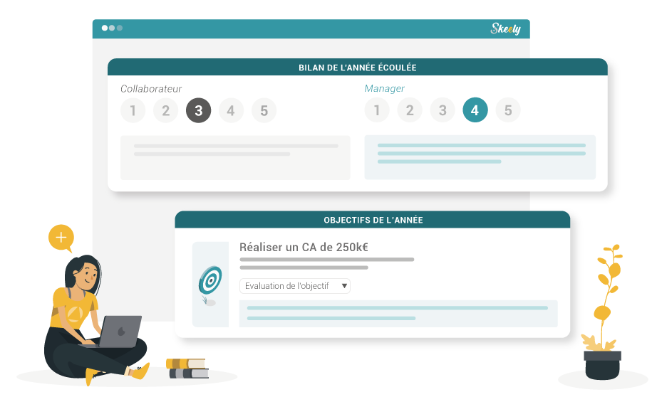 illustration de la réalisation d'entretien d'évaluation avec le logiciel skeely