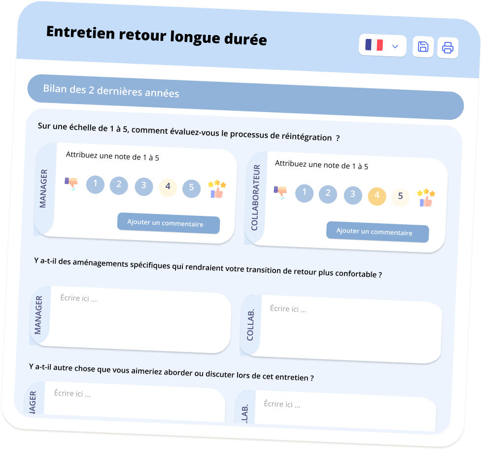 exemple d'entretien de retour longue durée avec Skeely